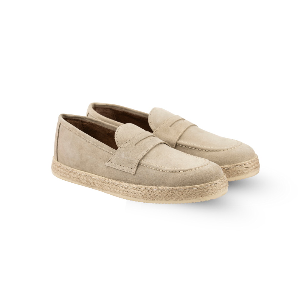 Mocassino Corda in Camoscio Beige