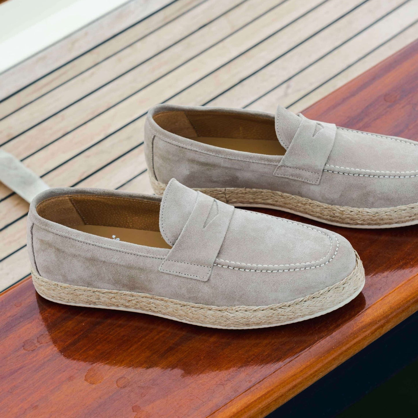 Mocassino Corda in Camoscio Beige